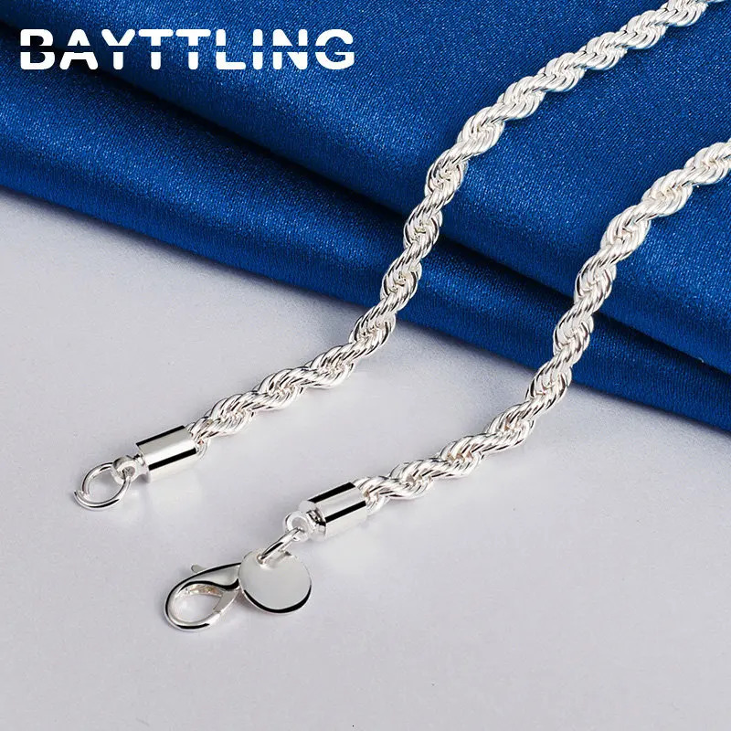 Charm 925 sterling silver Accessories Men 4MM 40-60cm 2PCS Rope Chain Necklace Bracelet Women Fashion Wedding Gift Jewelry 250715