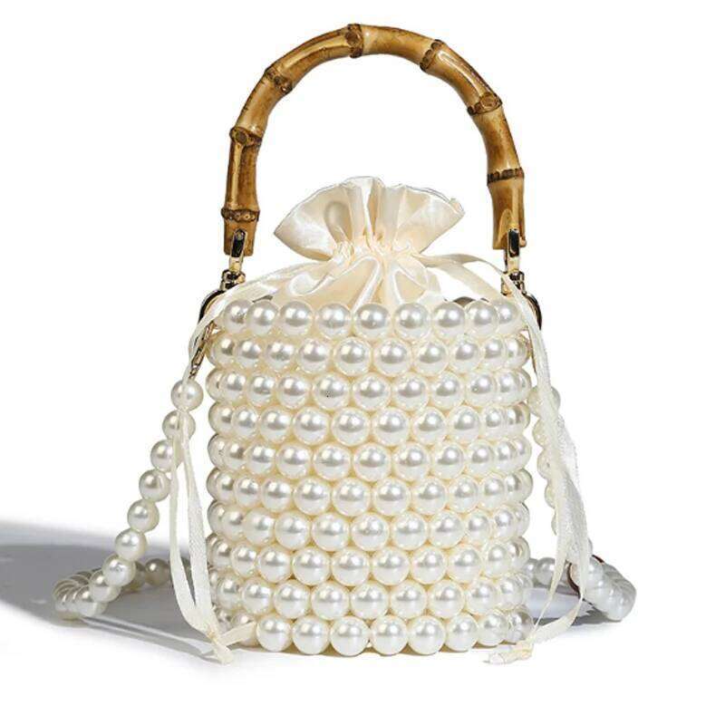 Bead Design Bucket Women's 2025 New Pearl Chain Bamboo Section Handbag Shoulder Crossbody Bag
