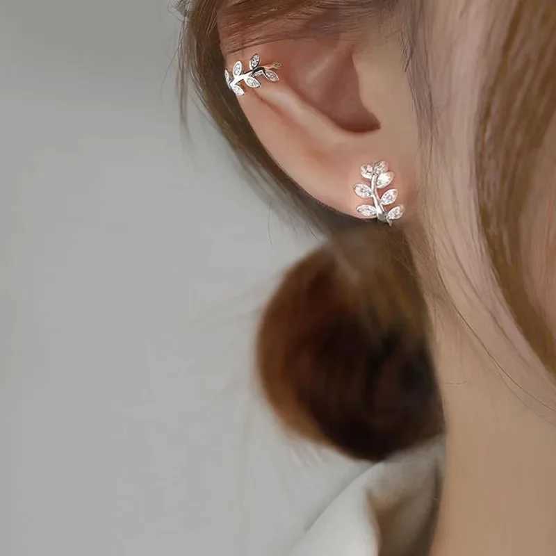 925 Sterling Silver Ear Cuff For Women Zircon Clip On Leaf Earrings Gold Earcuff Without Piercing Earrings Jewelry XJ250718