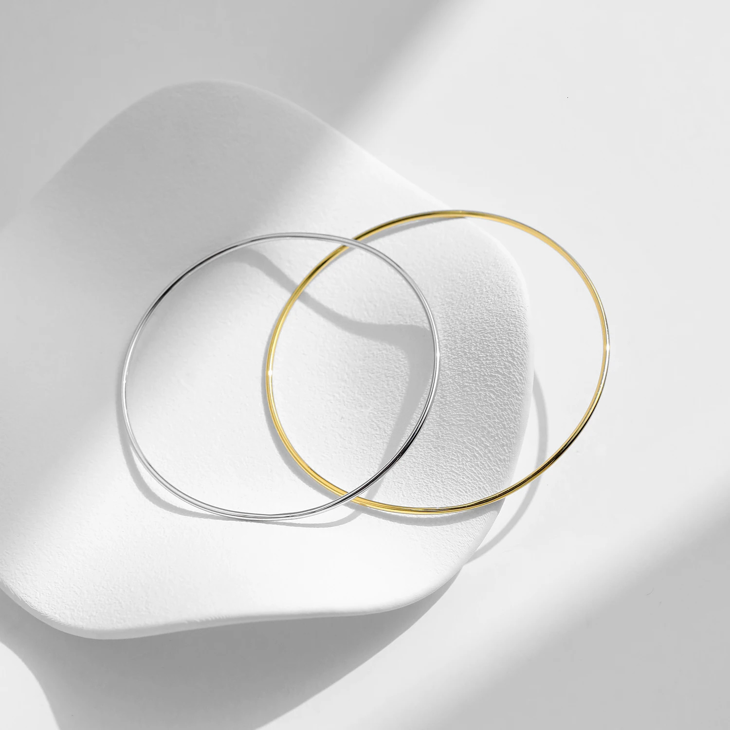 MODIAN Minimalist 925 Sterling Silver Smooth Stackable Bangle Platinum Plated Bracelets For Women Fine Jewelry 250716