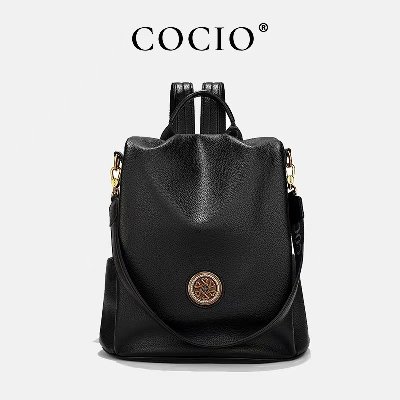COCIO designer New large capacity backpack made of genuine leather simple high-quality vintage multifunctional backpack