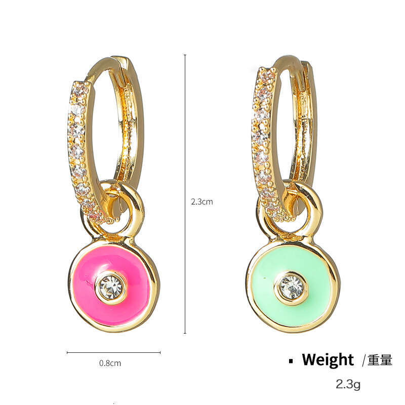 Kenjie Designer Oil Drop Dia-Encrusted Geometric Hoop Earrings Set for Women Summer Style