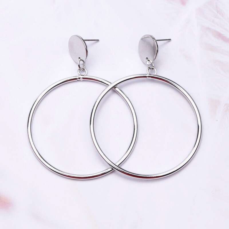 Creative Simple Round Disc New Large Circle Long Trendy Earrings for Women