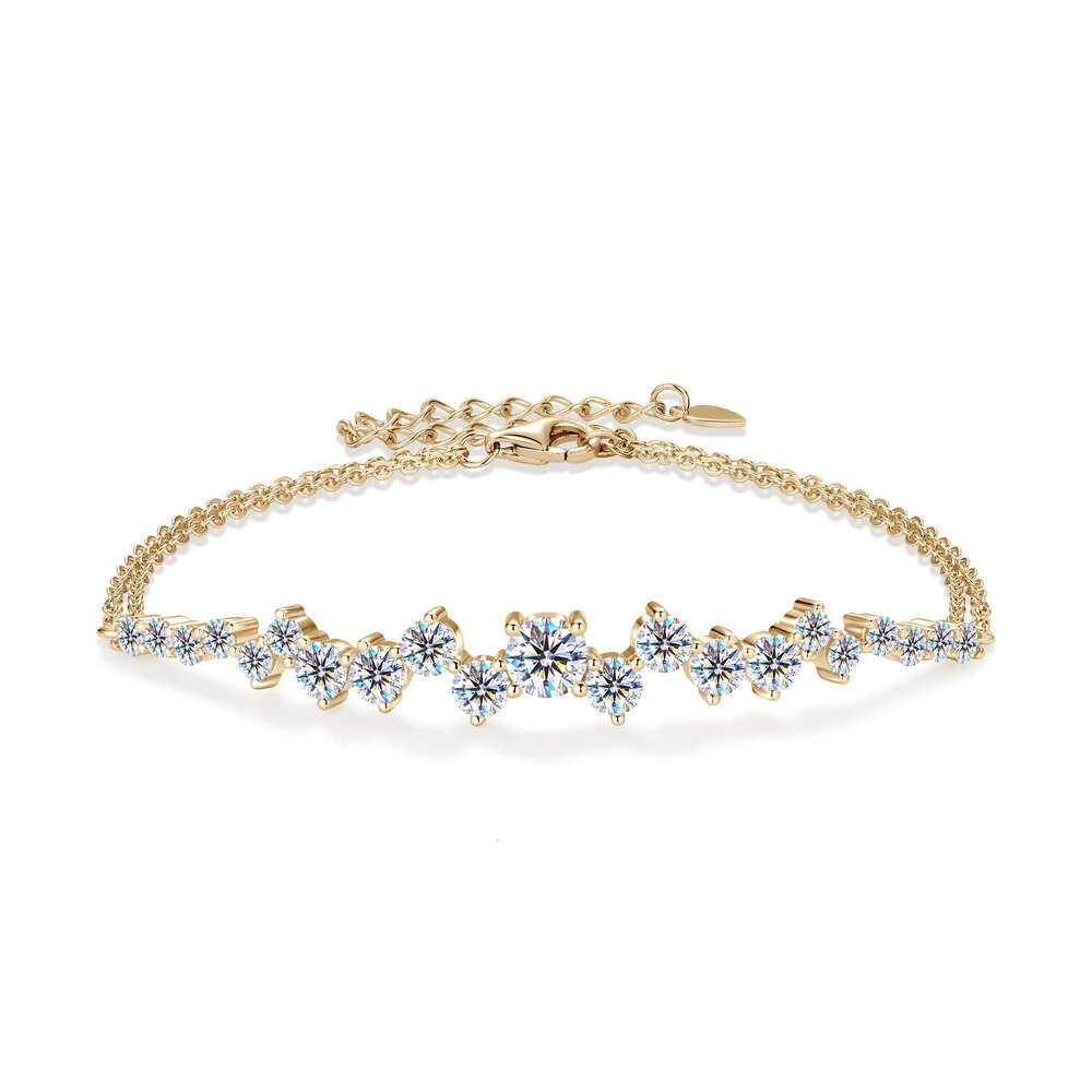 Internet Celebrity S Pure Sier Starry Moissanite Bracelet Light Niche High-end Jewelry Gift for Girlfriend's Birthday