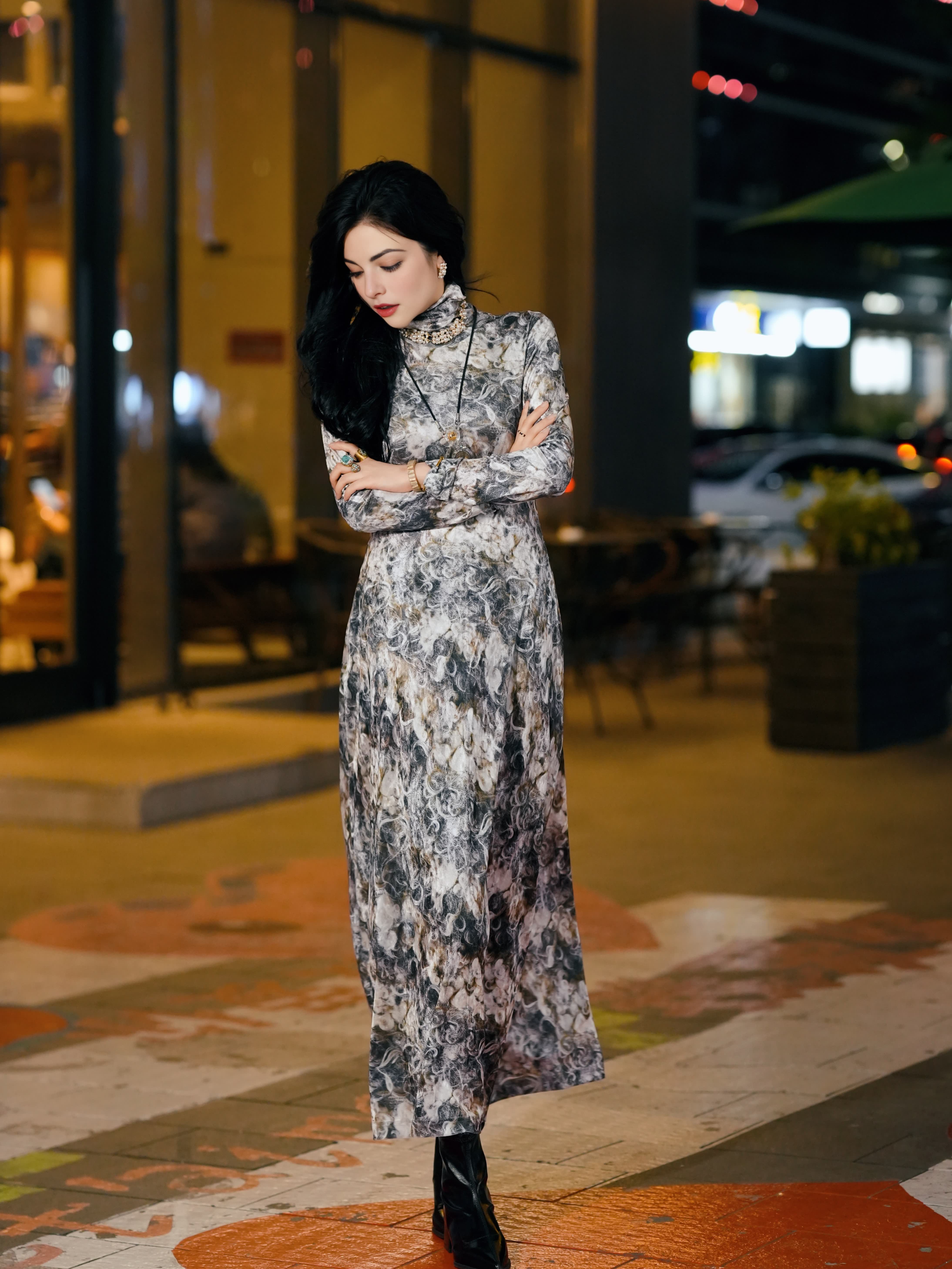 HZHJ new original design white cloud dress long sleeved floral French style fashion show