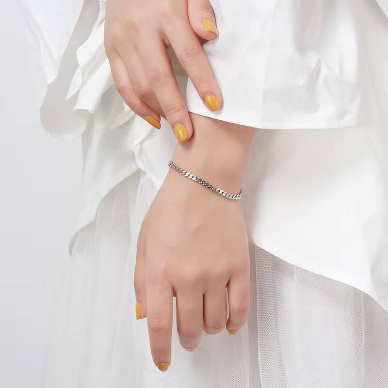 BSB104 RINNTIN 925 Sterling Silver Italian 3.6mm Solid Diamond-Cut Cuban Link Curb Chain Bracelet for Men Women