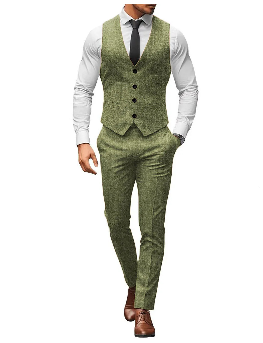 Light Blue Grey Linen Summer Men Suits 2 pieces Vest Pants Groom Tuxedos Wedding Prom handsome Wear Slim fitting 250707