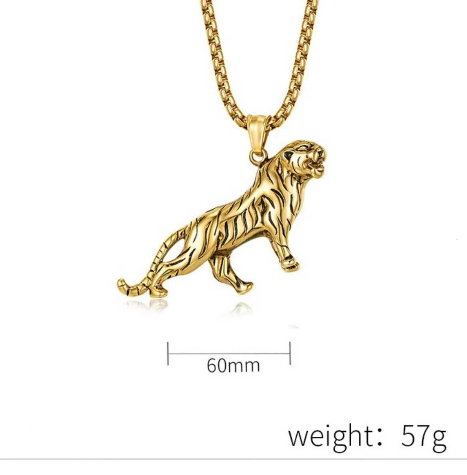 Titanium Steel Tiger Pendant Dining Tiger Shape Mens Necklace Fashion Men Accessories Whosa W250718