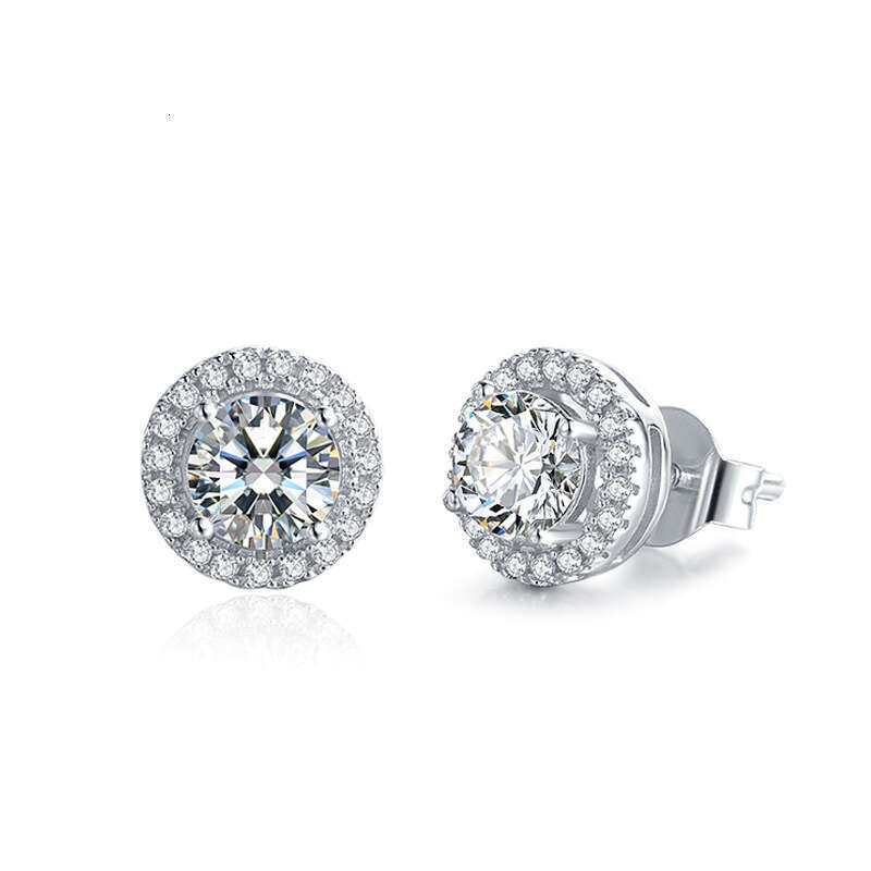 TikTok Internet Celebrity INS Style Fresh and Elegant Moissanite for Women Pure Sier Platinum Plated Earrings