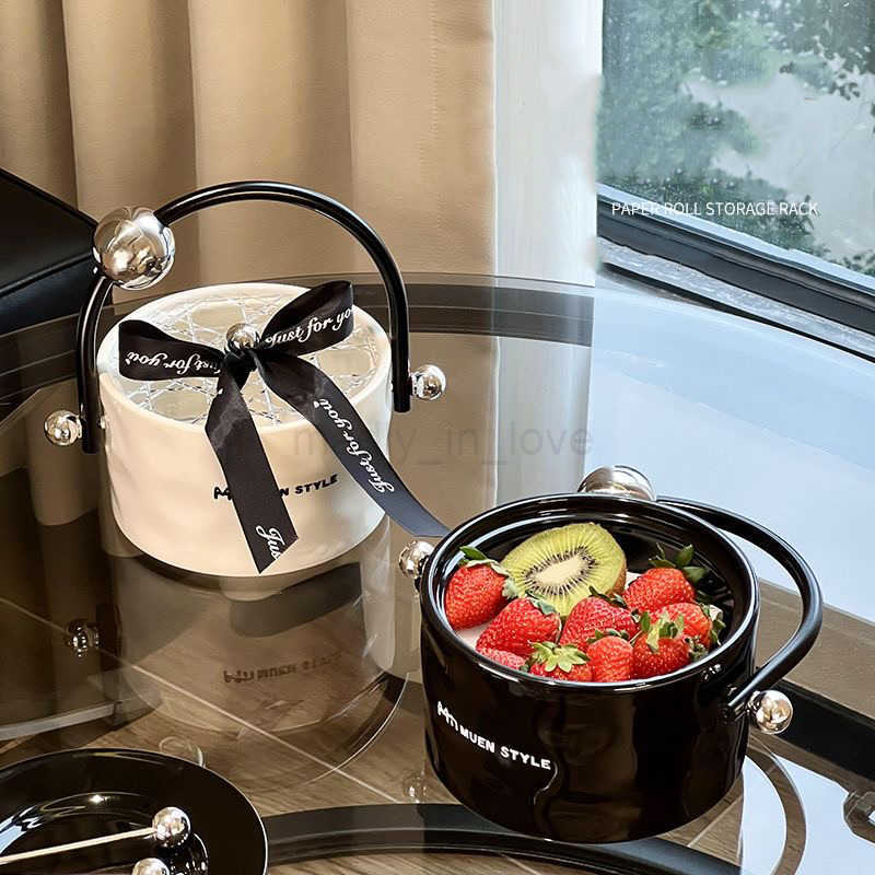 Light luxury French retro portable fruit plate living room tea table food plate candy storage plate ceramics M250719