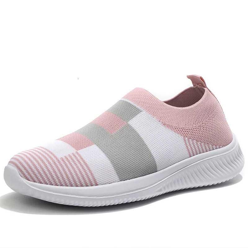 Women Shoes Vulcanized Zapatillas Mujer Knitted Sneakers Women Flat Shoes Mix Color Vulcanize Shoes Casual Chaussure Femme 250717