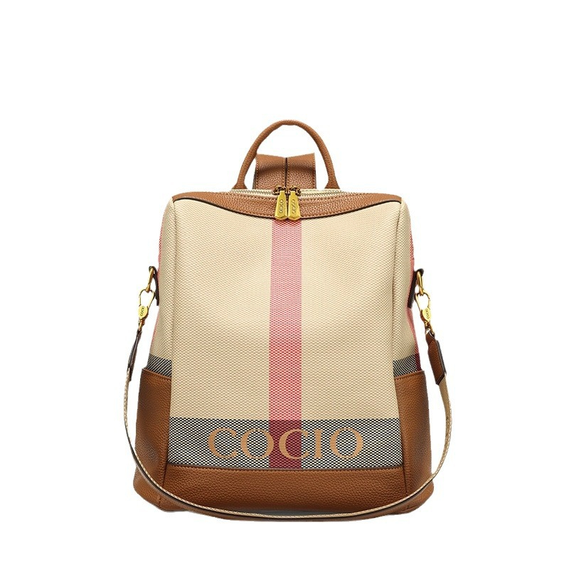 COCIO designer Grid patterned large capacity fashionable casual backpack mens and womens multifunctional travel bag