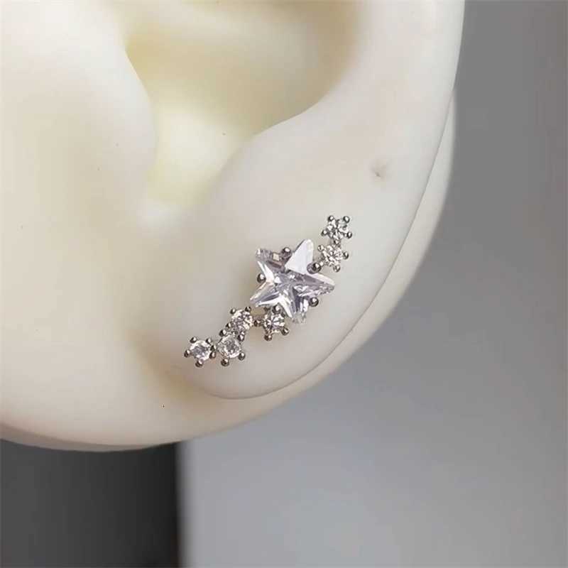 1pcs Quality Shiny Zircon Arc Shaped Cochlear Ear Bone Nail 316L Stainless Steel Earring for Women Waterproof Hypoallergenic XJ250718