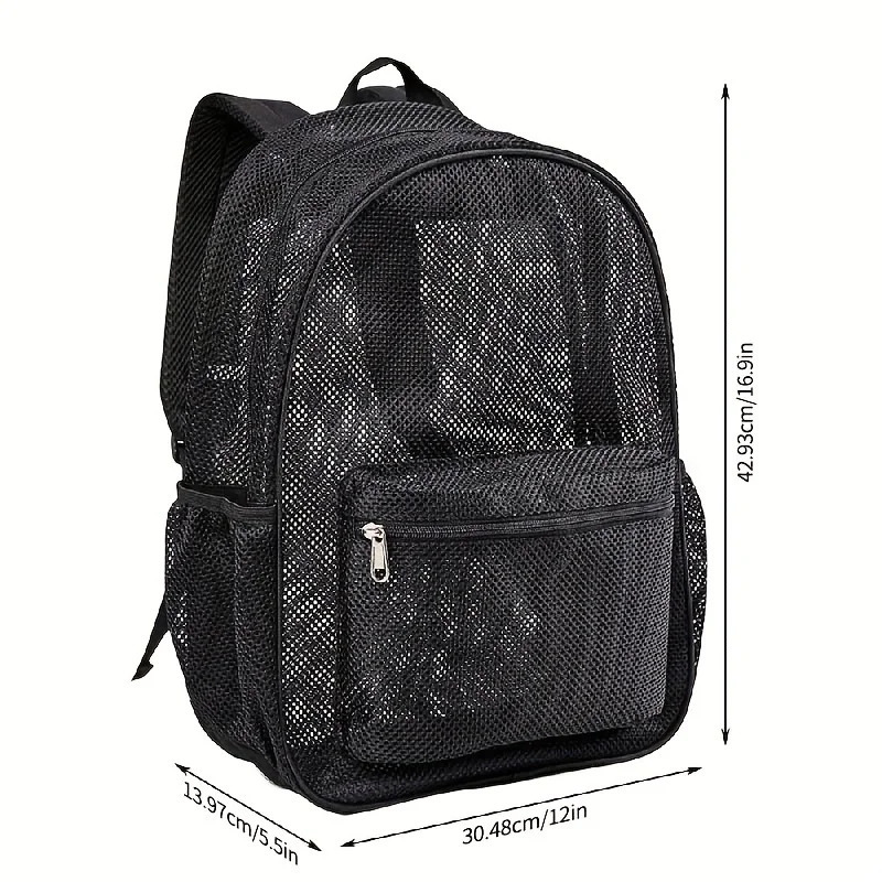 Simple Mesh Backpack Outdoor Travel Beach Bag Trendy Student School Bag 250714