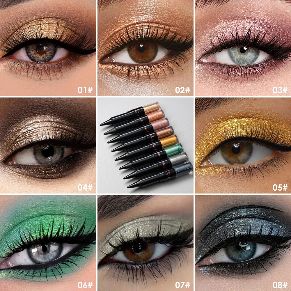 Matte Black Eyeliner Cream Double-Head Pearl Glitter Liquid Eyeshadow Highlight Sequin Metallic Waterproof Lasting Shine Makeup 250717