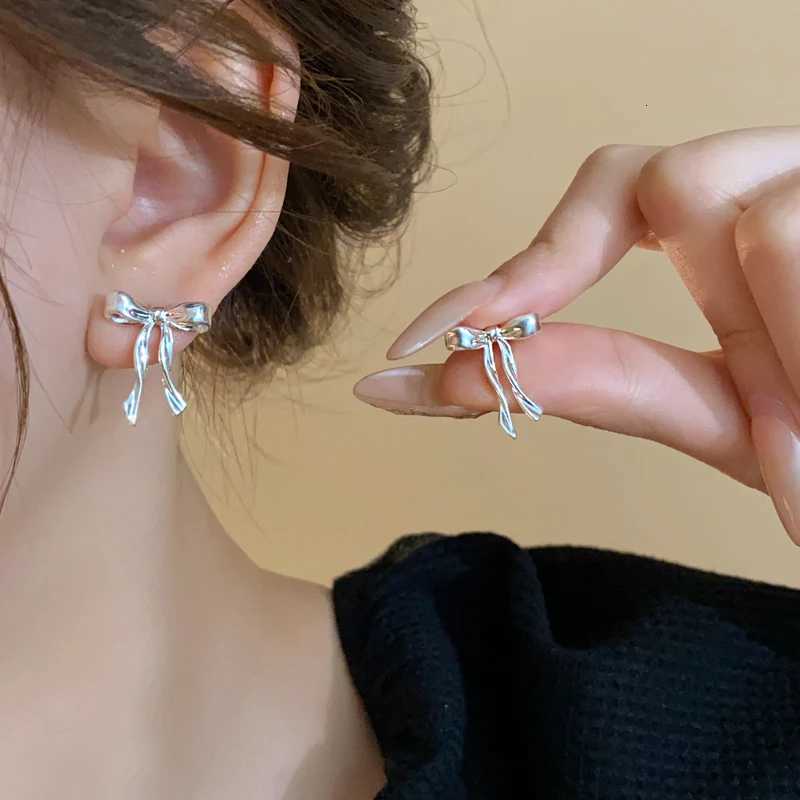 925 Sterling Silver Stud Earrings Elegant Bow Knot Simple Earrings for Girls Fashion Cute Jewelry Piercing Ear Fine Jewelry Women Accessories XJ250718