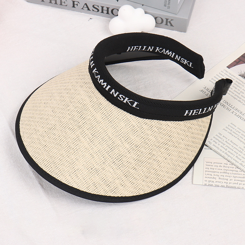 Summer travel folding beach hat versatile empty top hat cycling sports sunshade straw hat no top sun hat wholesale