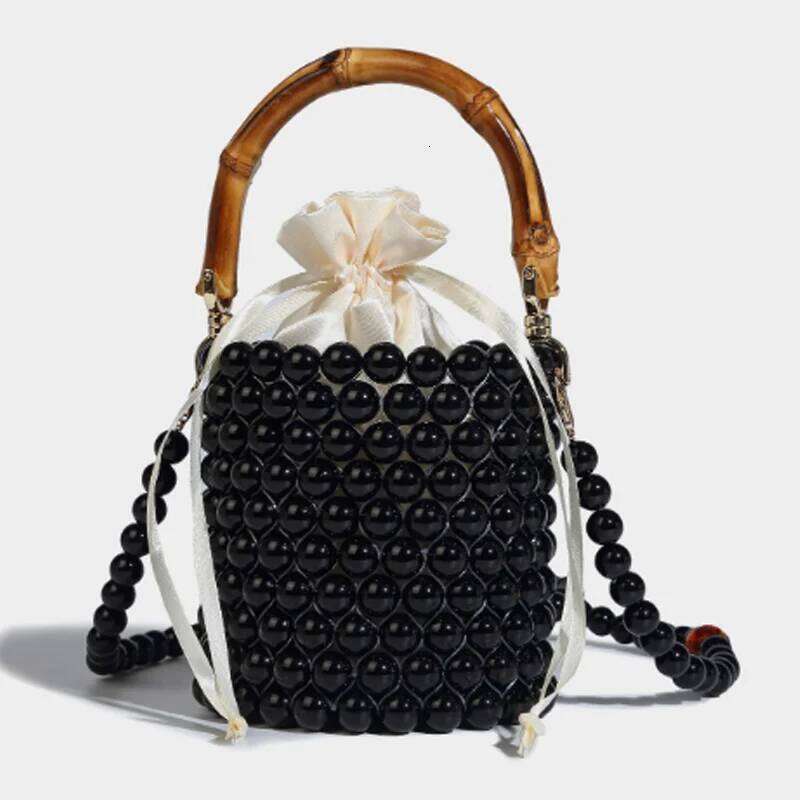 Bead Design Bucket Women's 2025 New Pearl Chain Bamboo Section Handbag Shoulder Crossbody Bag