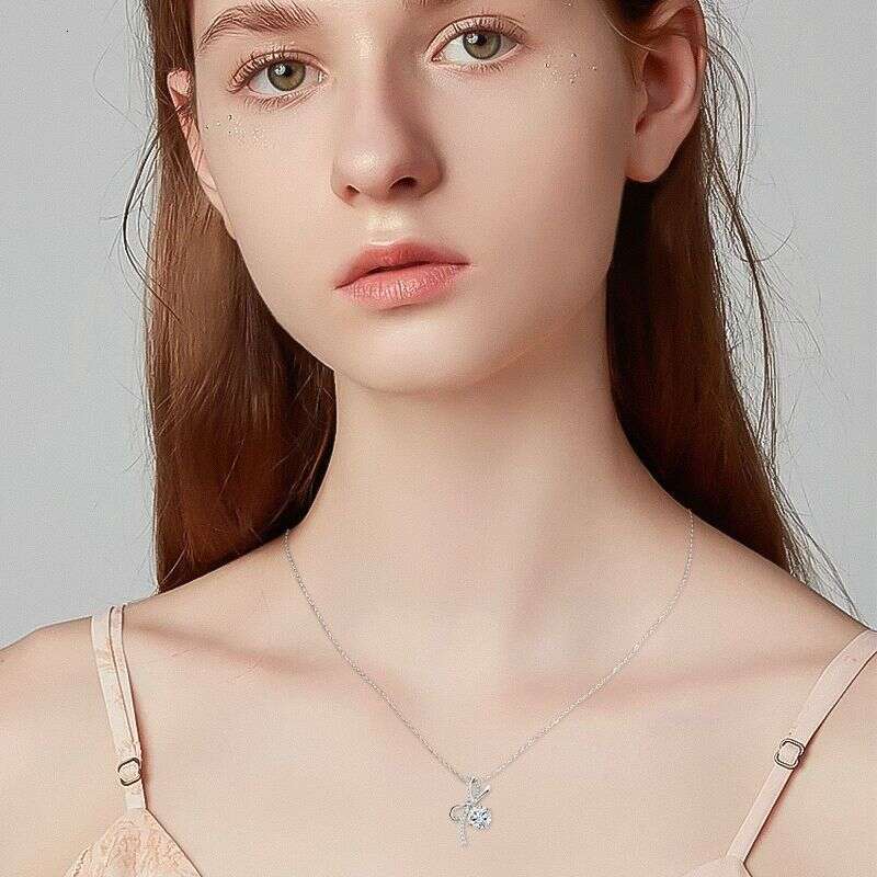 Hot-Selling Internet Celebrity Light Niche Zircon Collarbone Chain S Pure Sier Bow Necklace for Women