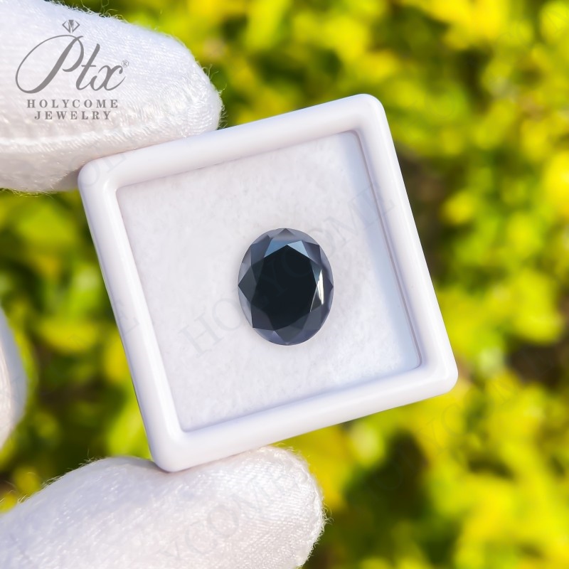 Moissanite Stone Oval Cut Black Color VVS1 Lab Created Pass Diamond Tester Moissanite Gemstone Beads for DIY Jewelry Making with GRA Certificate
