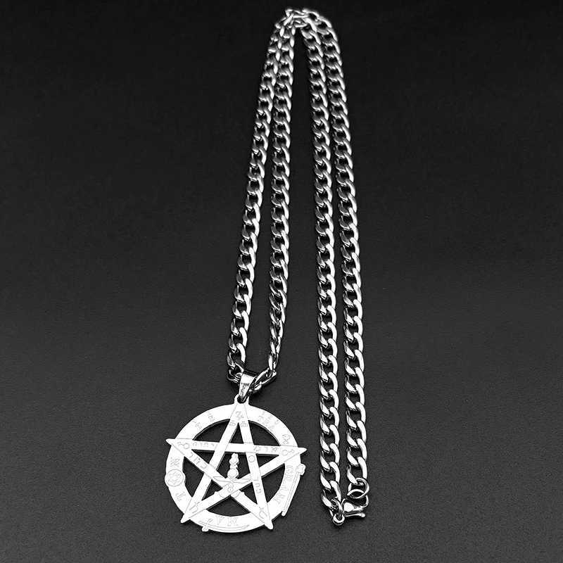 Witchcraft Gothic Pentagram Necklace For Men Stainless Steel Gold Color Tetragmaton and Amulet Necklaces Jewelry W250718