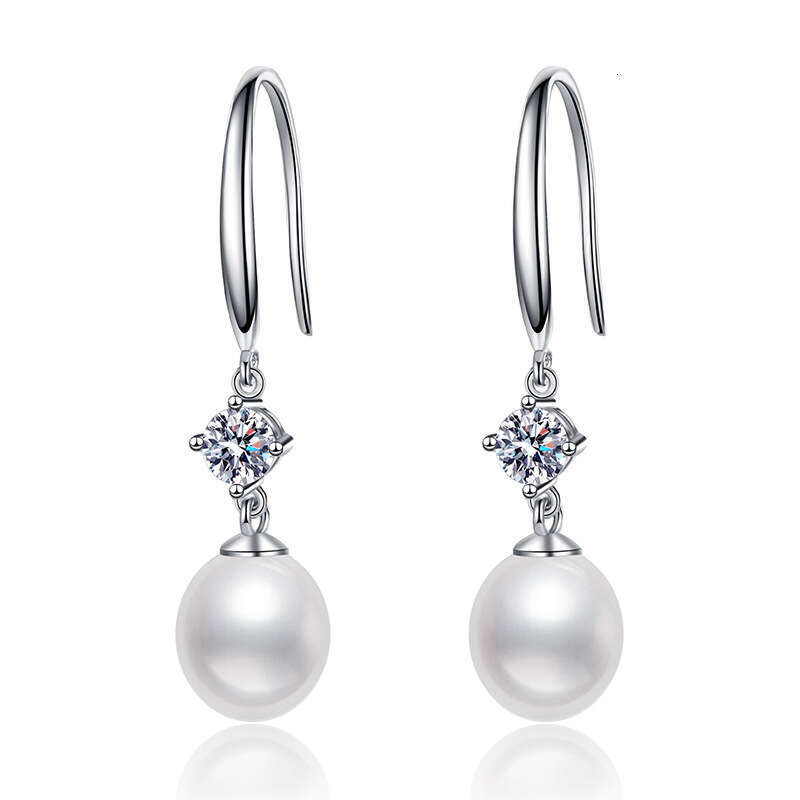 Moissanite S Sterling Sier Feminine Versatile Natural Freshwater Pearl Earrings ba9