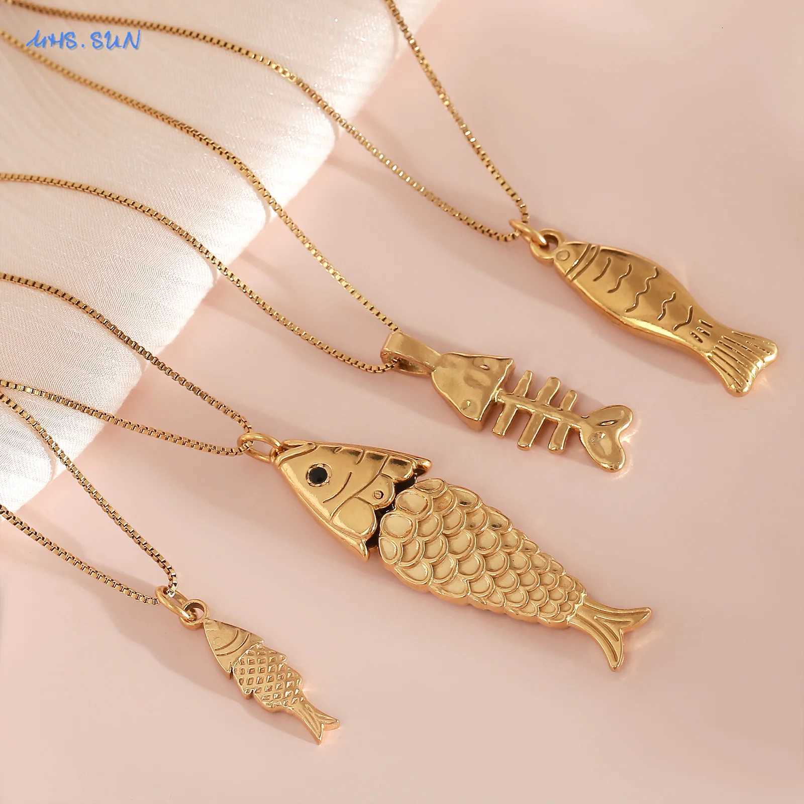 100% Authentic Trendy Stainless Steel Gold Plated Small Fish Pendant Necklaces For Women Men Waterproof Summer Beach Party Jewelry W250718