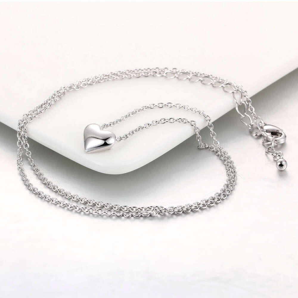 Hot Selling Heart Chain Necklace Simple Polished Platinum Plated Hand Jewelry
