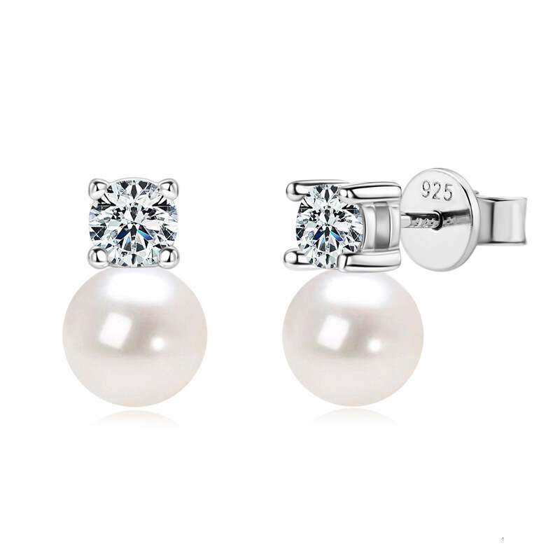 Classic Fashion Freshwater Pearl Stud Elegant Pure Sier Perfect Round Strong Luster High-end Small Bulb Earrings