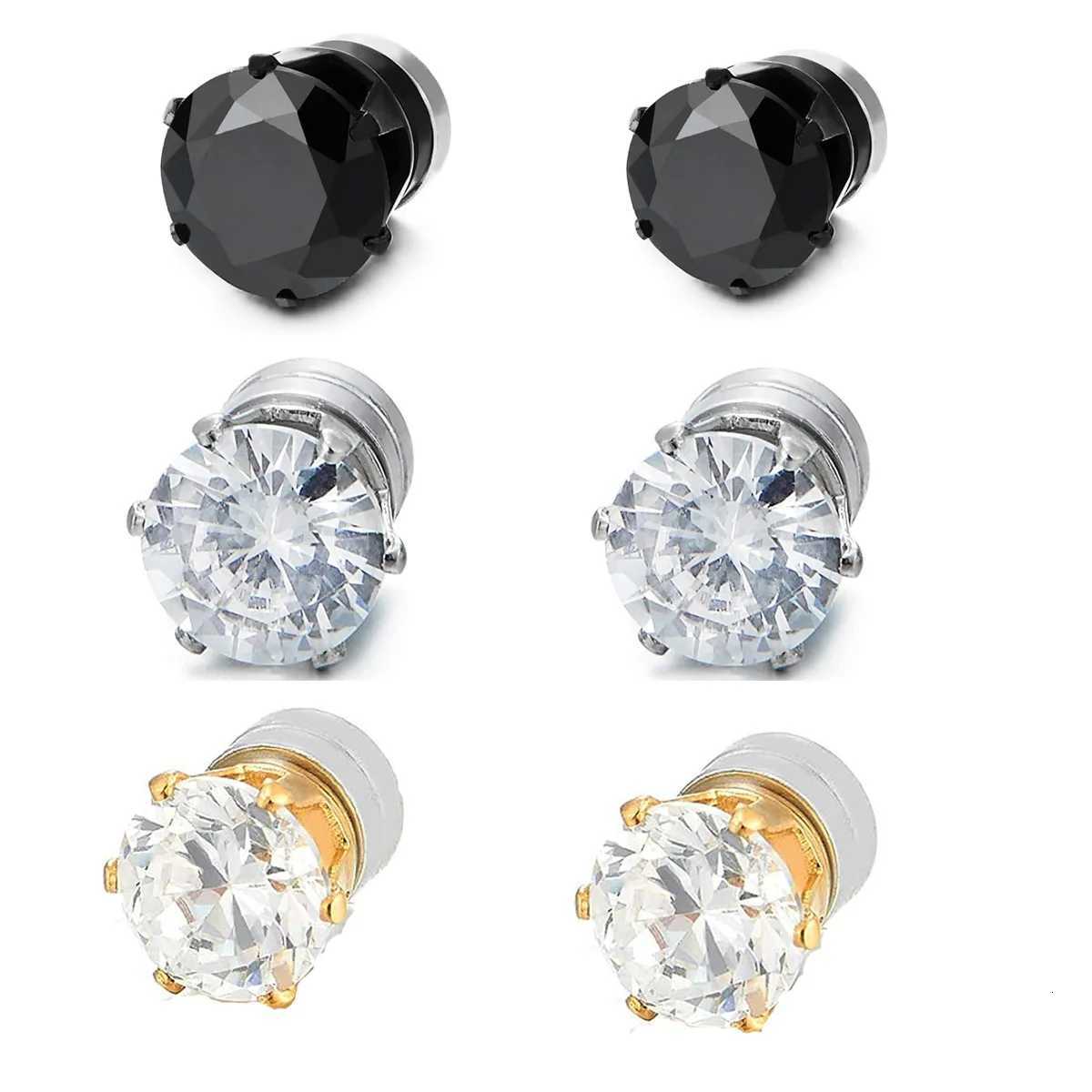 1 Pair Crystal Strong Magnetic Ear Stud Clip Earrings for Men Women Punk Round Zircon Magnet Earrings Non Piercing Jewelry Gift XJ250718