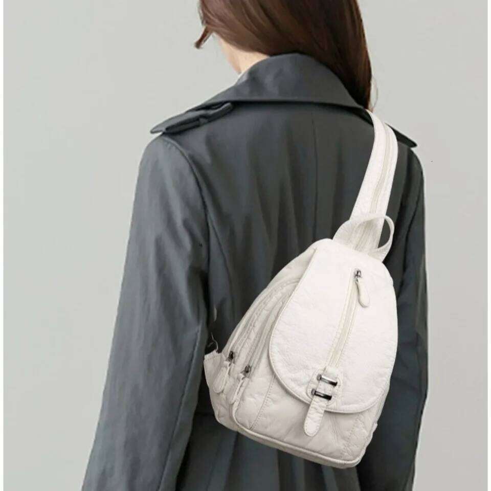 Designer Luxury Washed Leather Women Shoulder Crossbody Bag For Teenage Girls Multi-Function Bagpack Ladies Travle School Back Pack Chest Sac