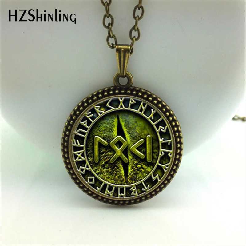 2018 New Fashion Vintage Snake Eye Loki Petite Rune Written Pendant Jewelry Cabochon Necklace HZ1 W250718