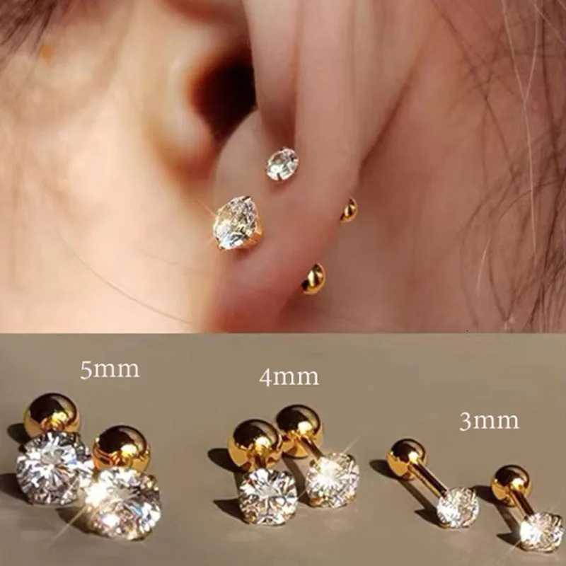 3Pairs Classic Round Zirconia Stud Earrings For Women Stainless Steel Womens Cartilage Tragus Lobe Daith Piercing Jewelry XJ250718