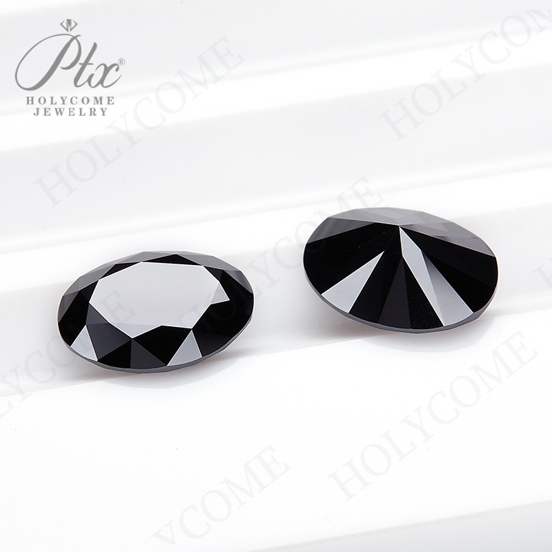 Holycome Black Color Loose Moissanite Stone Oval Cut 0.1~10ct VVS1 Moissanite Gemstones for Diamond Ring with GRA Certificate Precious Gems