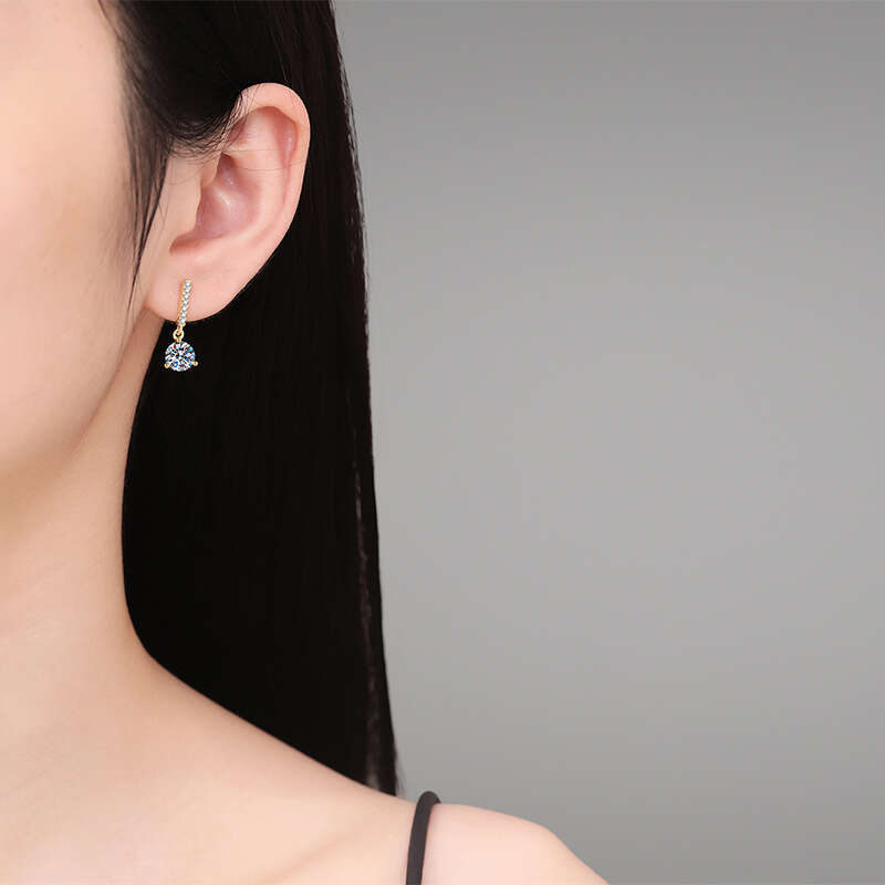 Moissanite 2 Carat S Sterling Sier for Women Tassel Three-Claw Fashion High-End Earrings 7a5