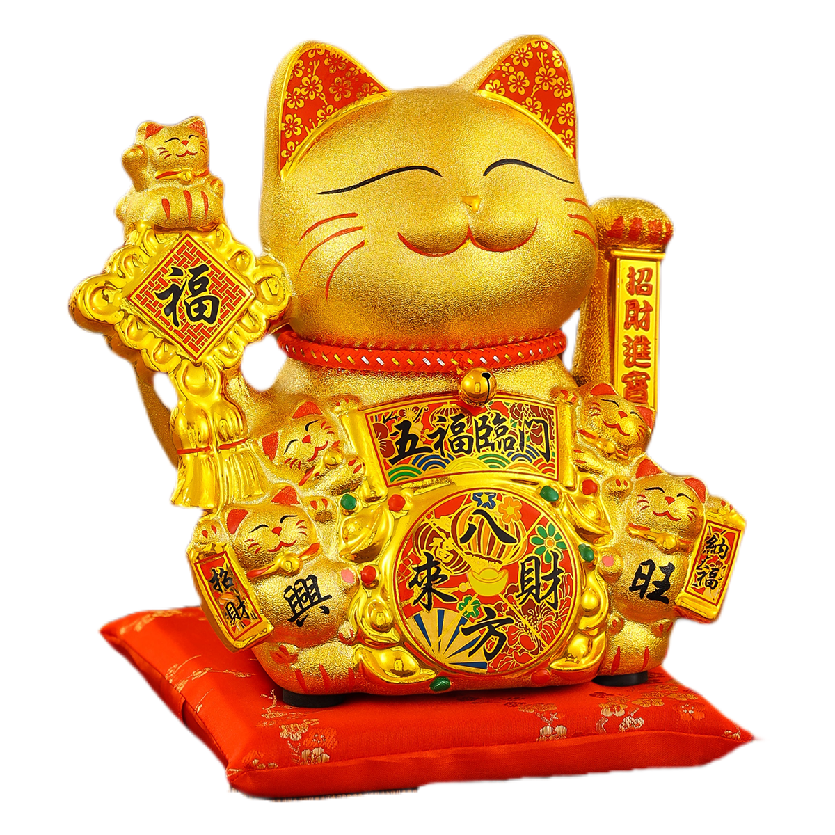 Handcrafted Gold Plate Ceramic Figurine of Fortune Feline - Perfect Ornamentation for Living Spaces
