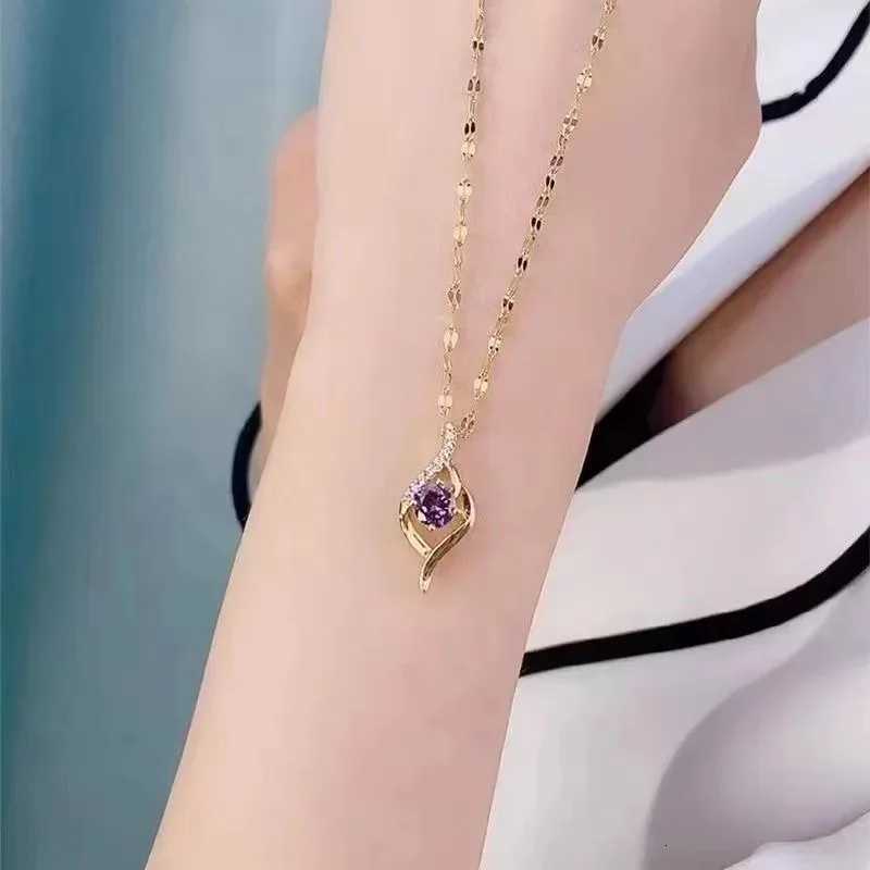 Purp Water Drop Simp Tpeent Versatile Titanium Steel Chain Does Not Fade with Your Necklace Pendant W250718
