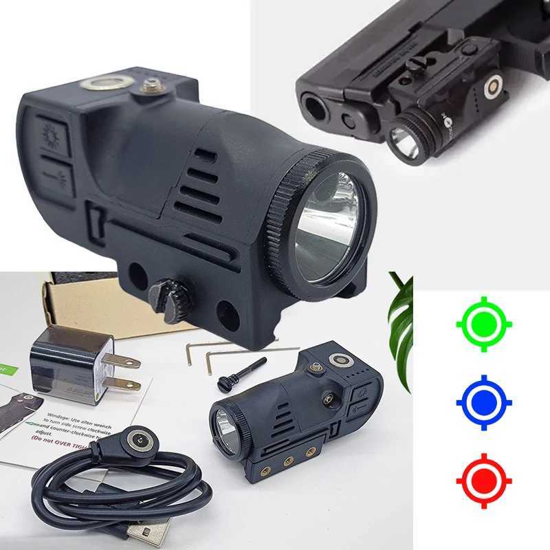 Tactical Flashlight Laser D Combo 400 Lumens Red/Green/Blue Rechargeable Richfir Flashlight 20mm Picatinny Rail XJ250718