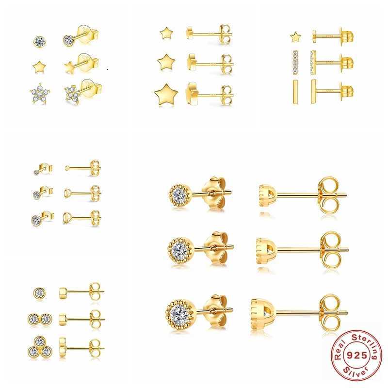 3pcs/set Bling Zircon Earrings 925 Sterling Silver Cute Mini Heart Star Stud Earrings Ear Bone Earlobe Piercing Jewelry XJ250718