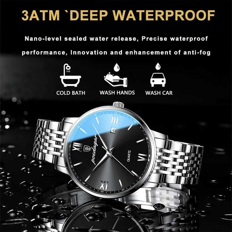 POEDAGAR Luxury Sports Mens Wristwatch Stainless Steel Waterproof Date Man Watch High Quality Casual Fashion Quartz Men Watches W250718