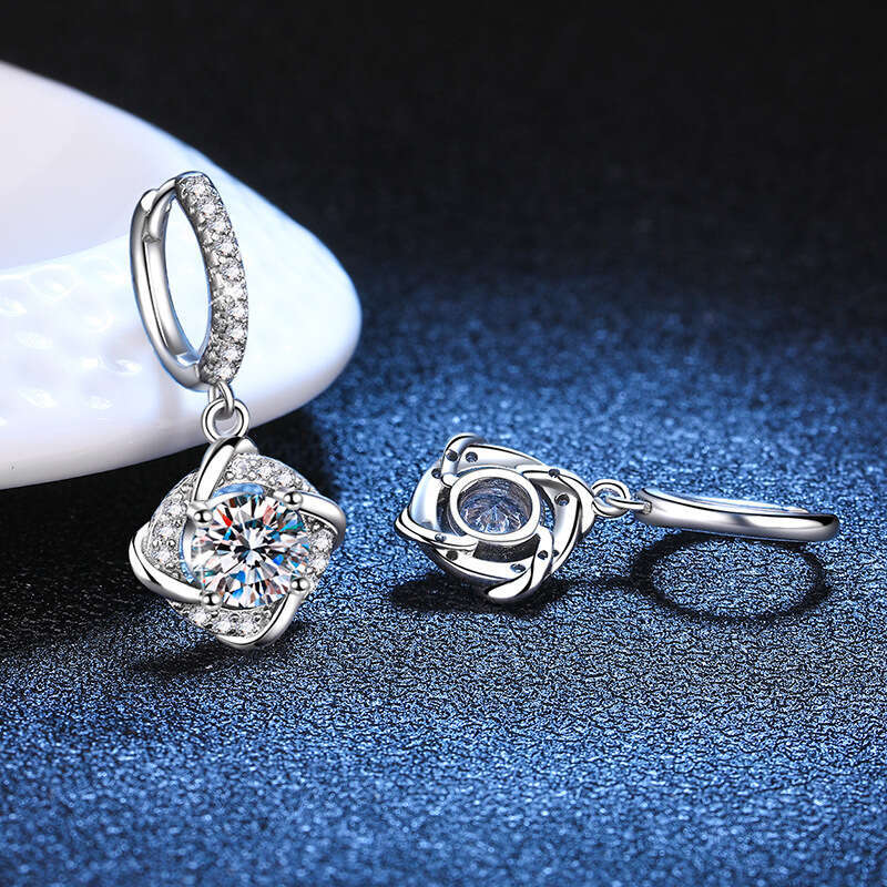 for Women Versatile High-end Windmill Hoop D Color 1 Carat Moissanite Stud Earrings 543