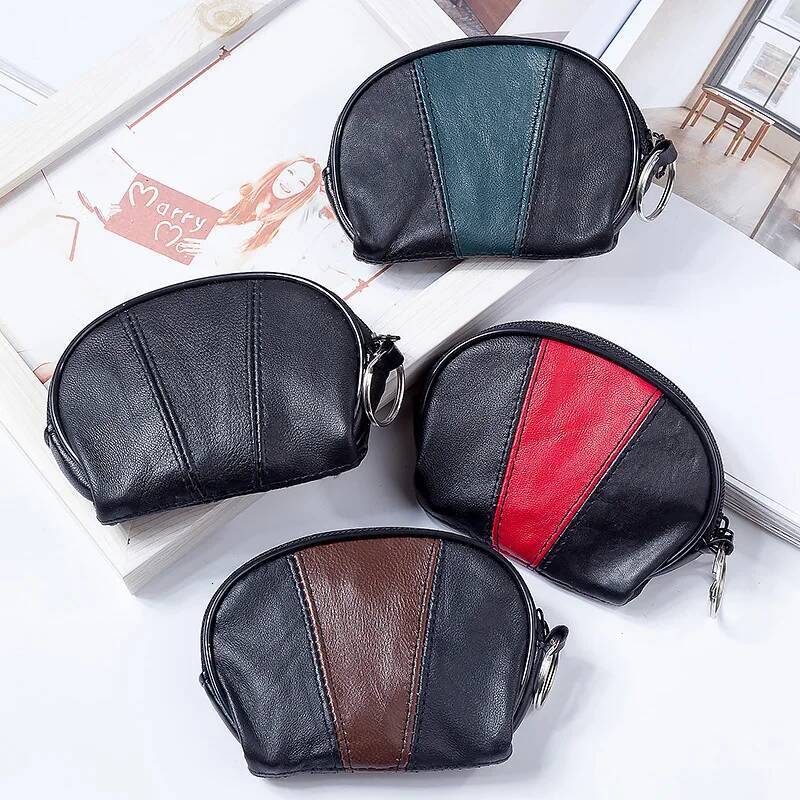New Genuine Leather Zipper Coin Purse Men Women Clutches Wallet Change Bags Key Business Credit Card Holder Cash Pocket