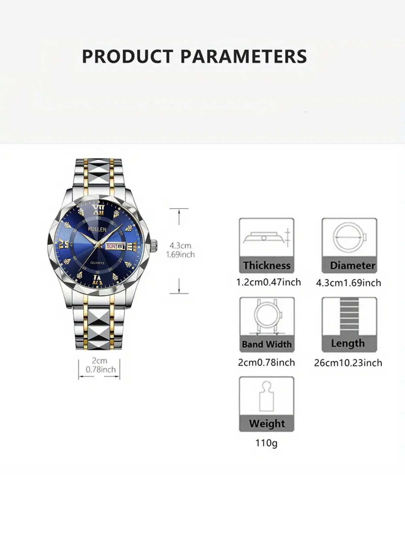 New Luxury Mens Watch Business Roman Numerals Dual Calendar Fashion Student Youth Quartz Watch W250718