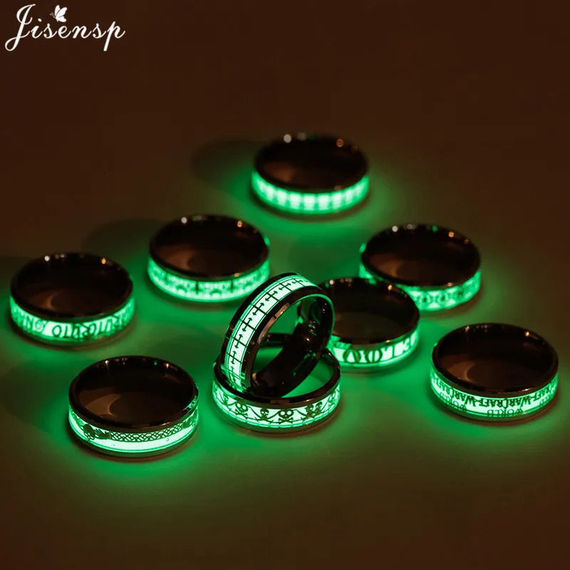 2024 Stainless Steel Glowing In Dark Heart Finger Rings for Men Women Punk Music Dragon Luminous Ring Couple Jewelry Anel 250716