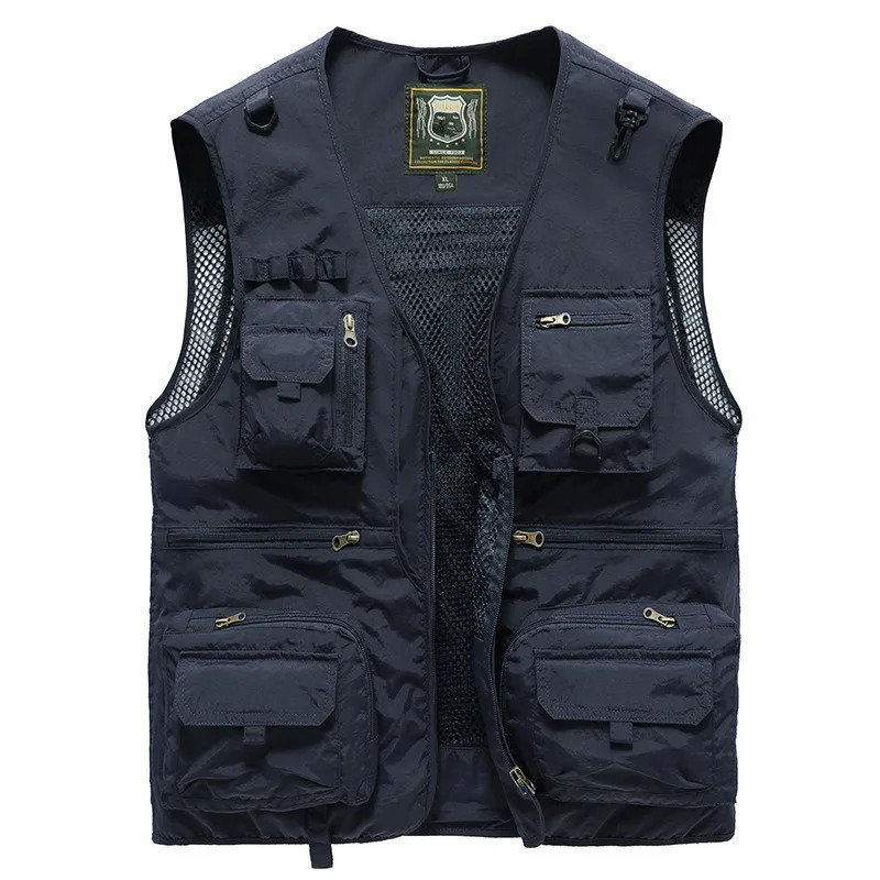 Summer Outdoor Work Men MultiPocket Vest Thin Fishing Pography Mens Coat 250707