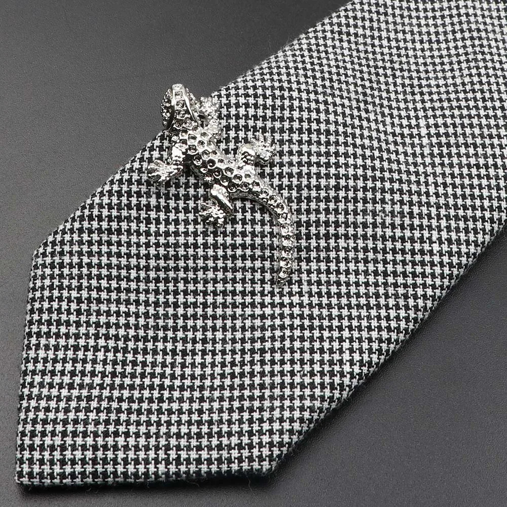 1 Piece Chrome Stainless Tie Clips Guitar lizard Dinosaur Bird Sword Pen Shape Clip for Men Necktie Pin For Mens Gift 250715