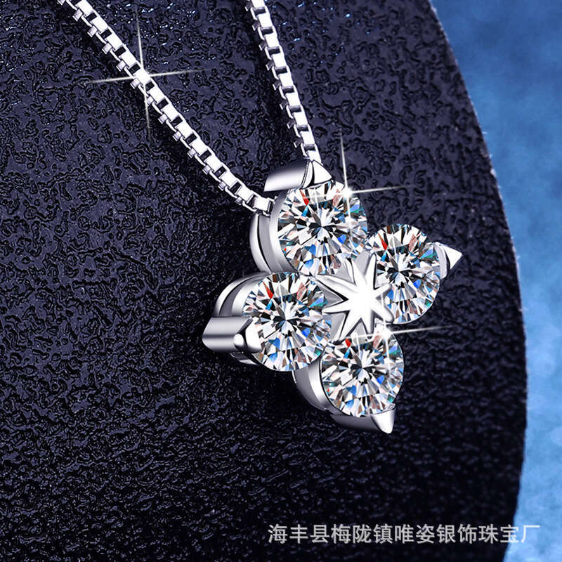 D Color Moissanite S Sier Necklace Women Lucky Four-leaf Clover Clavicle Chain Ins Style High-end Feel fcb