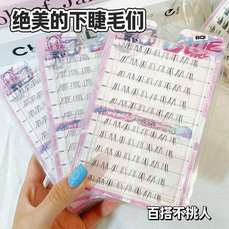 BQI Small Cry Bag Glue-Free Lower Flu-like Clear Roots Realistic Natural Transparent Stem False Eyelashes X250719