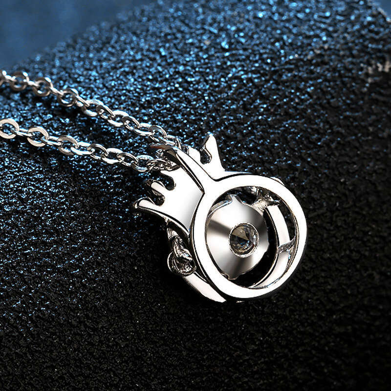 Moissanite S Pure Sier Necklace Dynamic Crown Beating Heart Qixi Valentine's Day Gift a3c