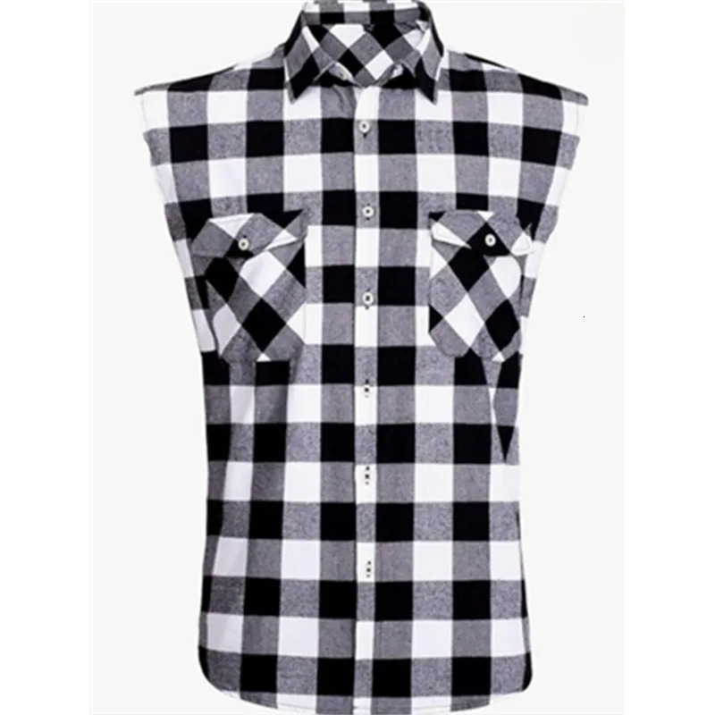 Mens Sleeveless Plaid Front Shirt Beach Cool Tops Baroque Short Sleeve Printed Button Clothing Casual Fashion Blouse 250717